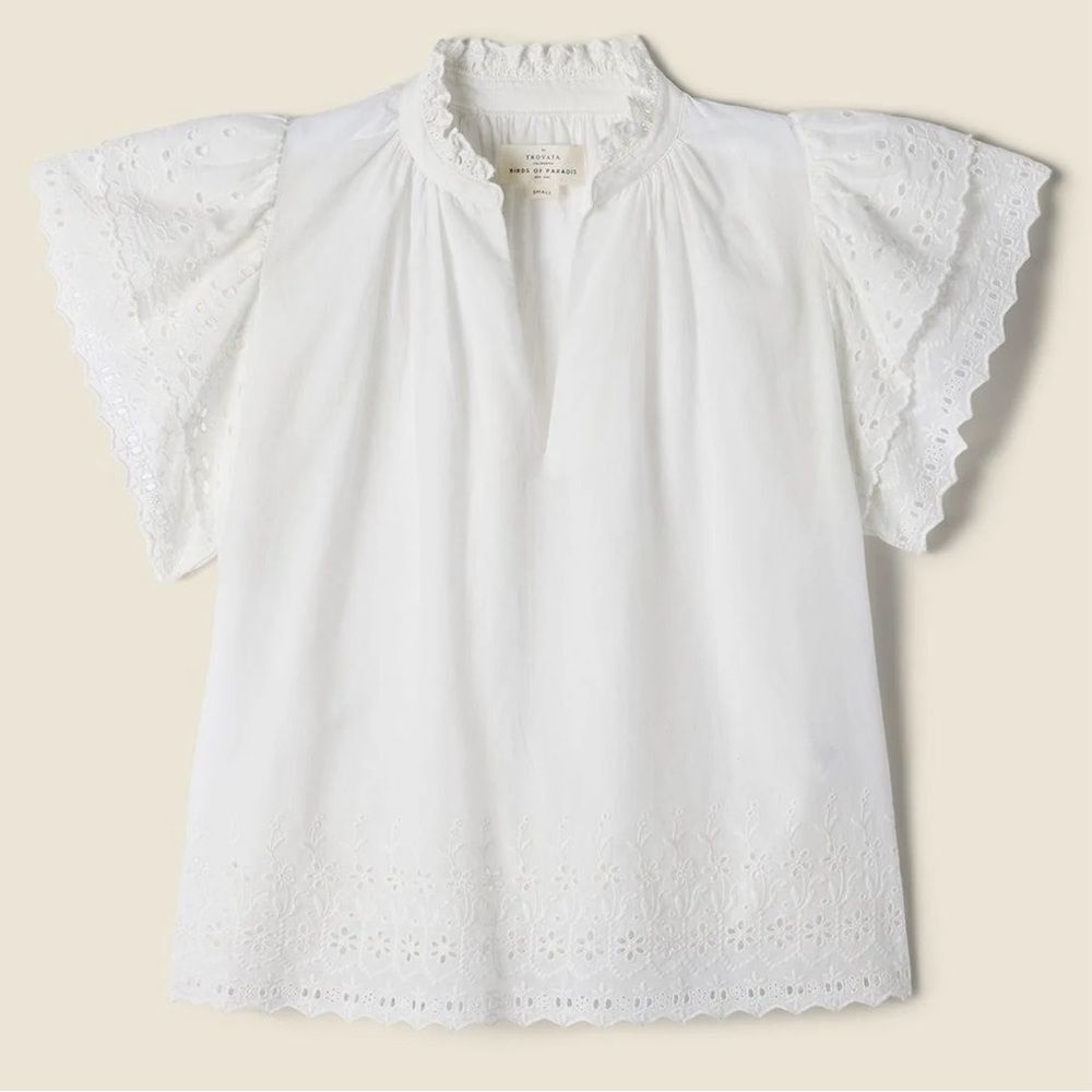 Trovata Bird of Paradis Eyelet Clover Blouse